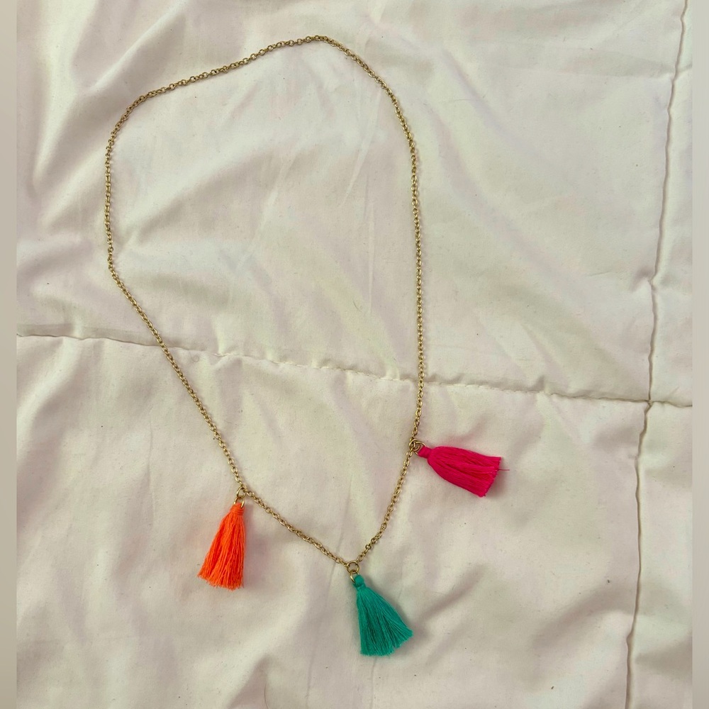 Gold Colorful Tassel Necklace